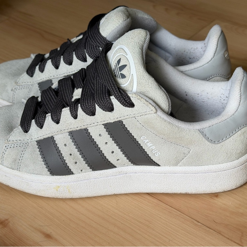 Adidas Campus women Suede Sneakers — Light Gray with Dark Gray Stripes